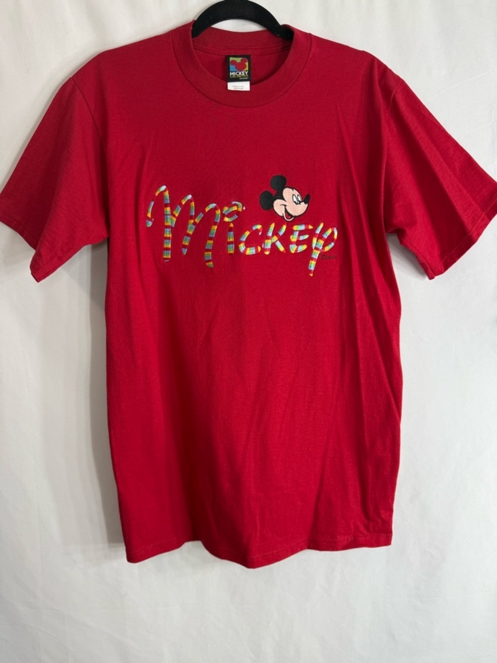 Vintage Rainbow Disney Mickey Unlimited Red Graphic Tee by Velva Sheen, size M